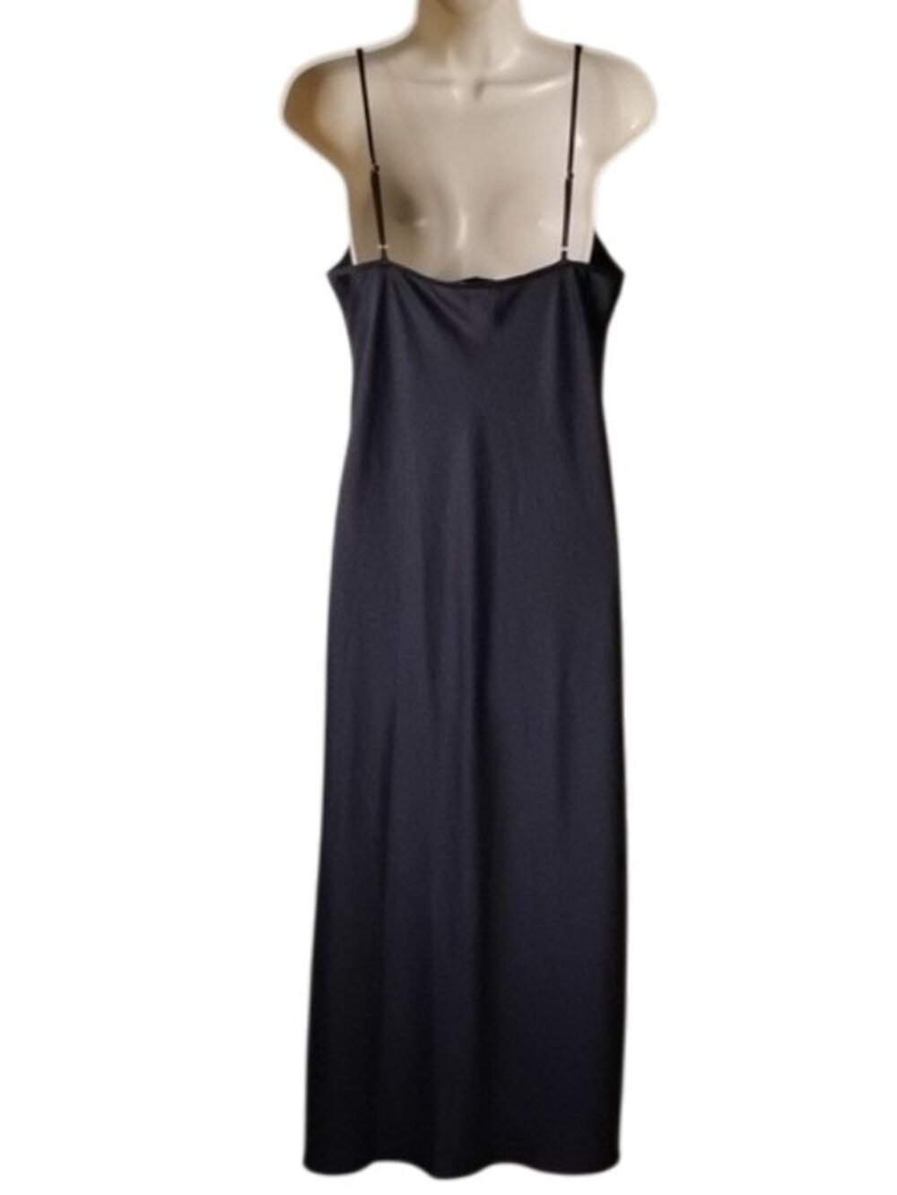 NWOT Jenni Kayne Cleo Slip Dress M Slate Black Crinkle Matte Satin - Picture 4 of 10